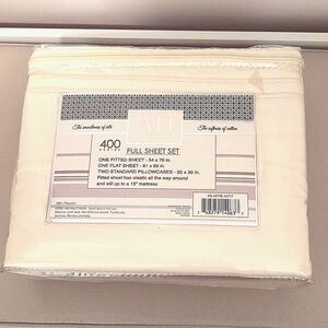 At Homes 400 Series Full Sheet Set in Cream -New